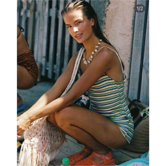 TRIANGL Retro Stripe Playsuit Womens XXS NEW Terry Cloth Swimsuit Coco Popi NWT - Picture 10 of 13